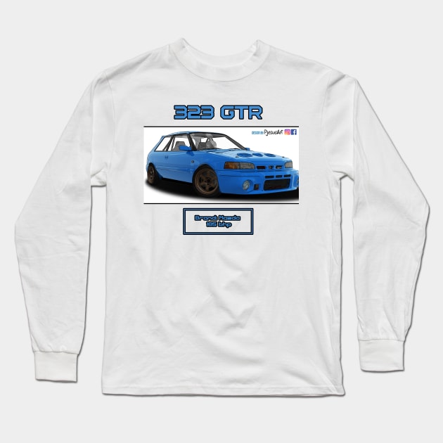 Mazda 323 GTR Blue Long Sleeve T-Shirt by PjesusArt